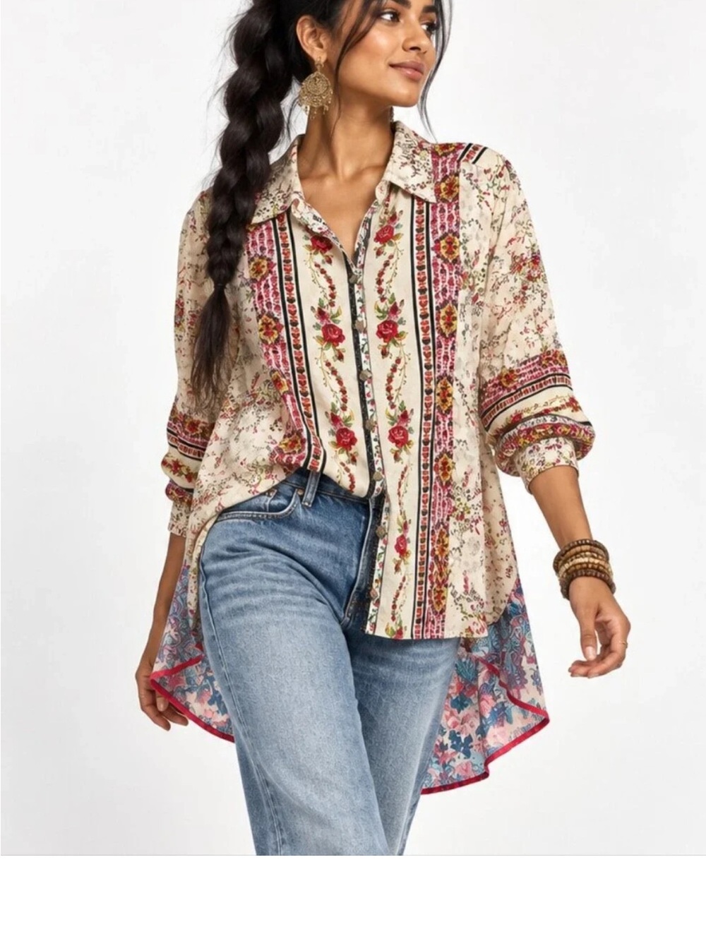 Anthropologie | Cyrena | Mixed Floral | Button-Down Tunic | Medium
